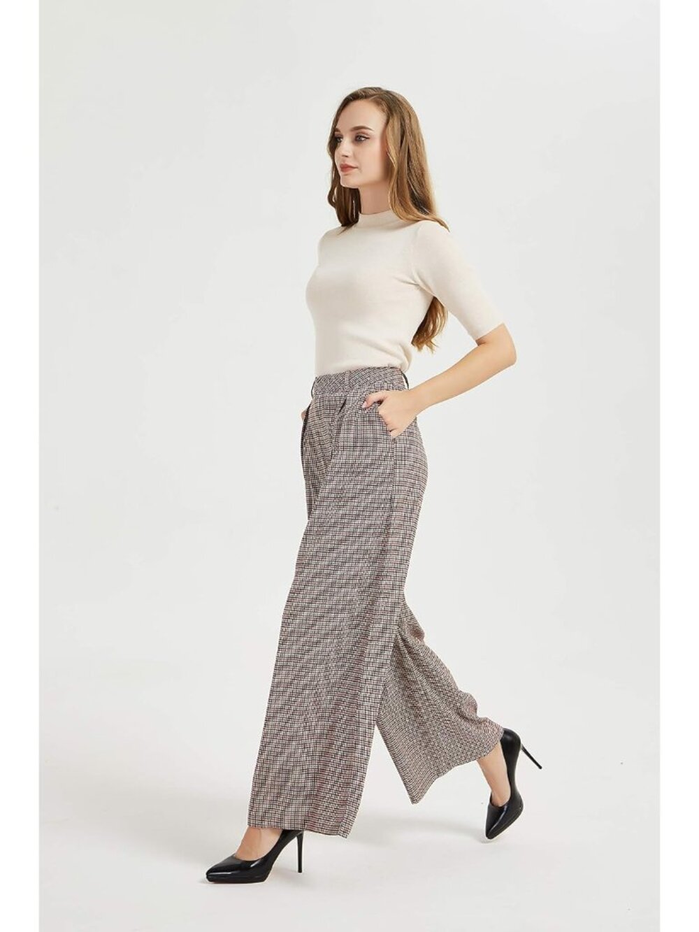 Womens High Waist Casual Wide Leg Palazzo Business Pants | Office Trousers, Dres - Picture 5 of 6